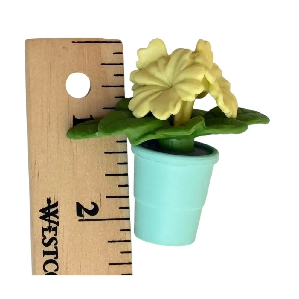 American Girl Garden FLOWER & PLANT POT Yellow Turquoise Blue 2pc Accessory Set